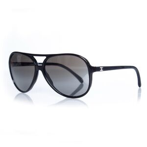 CHANEL Black Aviator Sunglasses
